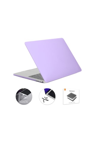 Enkay Macbook Pro 14" Koruyucu Laptop Kılıf + Silikon Toz Fişleri Mor