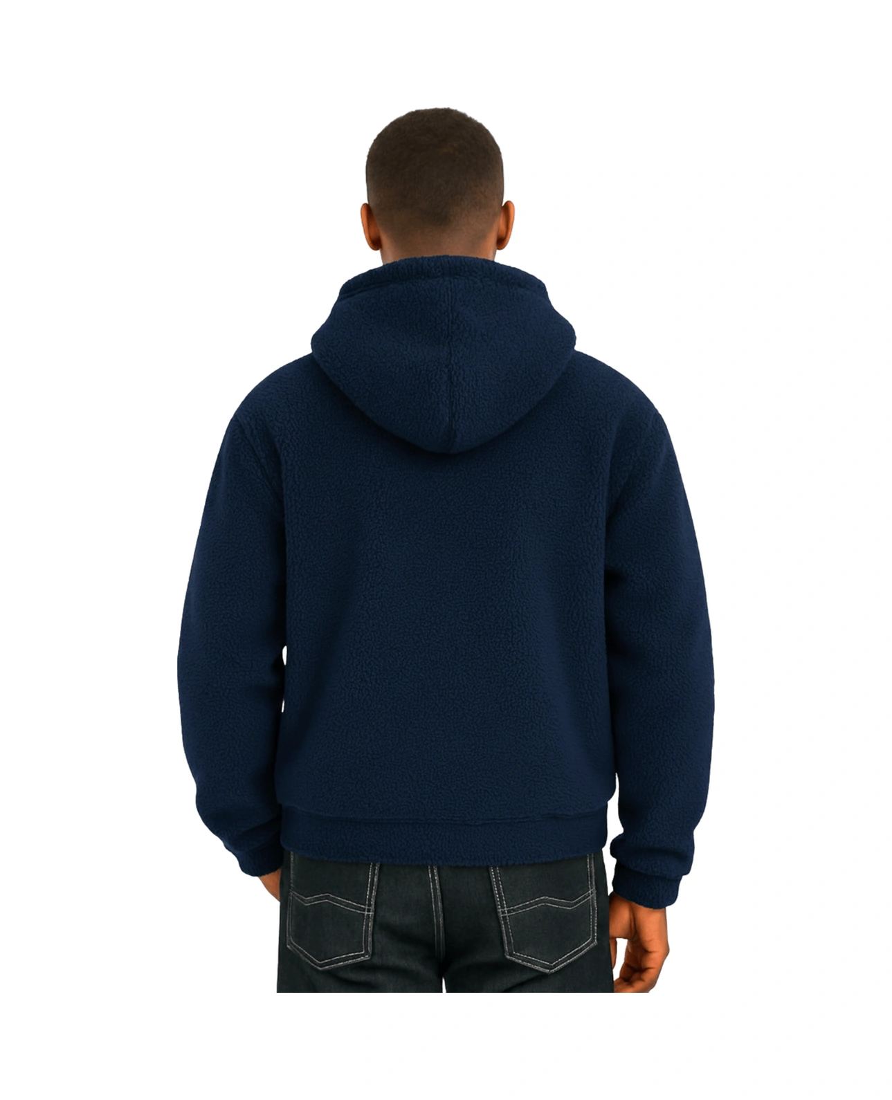 Genius Store Genıus Store Erkek Kapüşonlu Polar Sherpa Kuzu Kumaş İçi Şardonlu Kapüşonlu Sweatshırt Sherpa-kap Lacivert