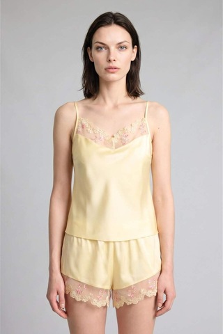 Defacto Regular Fıt Askılı Tül Detaylı 2li Saten Açık Sarı Pijama Takımı H0353ax26smyl83 Sarı-yl83