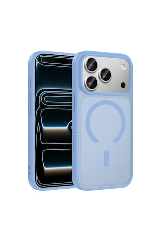 Maks Technology Apple Uyumlu iPhone 18 Pro Kılıf M-safe Şarj Özellikli Mkst Babet Kapak - Açık Mavi