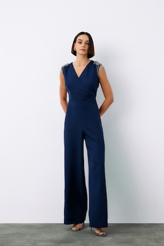 Sateen Aksesuar Detaylı Tulum - Lacivert-135222 Lacivert