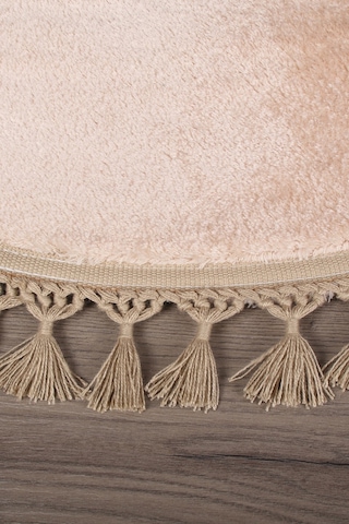 Relax Vizon Yuvarlak 100x100 Cm Ponpon Saçaklı Kaymaz Tabanlı Pembe