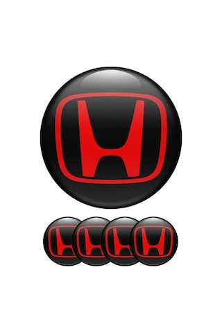 HONDA LOGOLU 56 MM JANT GÖBEK STICKER (SİYAH-KIRMIZI)