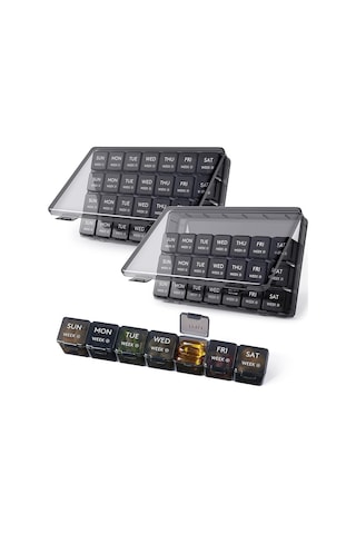 Likeable 28 Günlük Hap Kutusu, 4 Haftalık Bir Aylık Hap Kutusu, Büyük Bölmeli Vitaminler Için Ilaç Düzenleyici, 2'li Paket