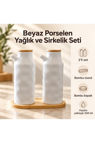 Standlı Porselen Yağlık Ve Sirkelik Seti - Beyaz Çok Renkli