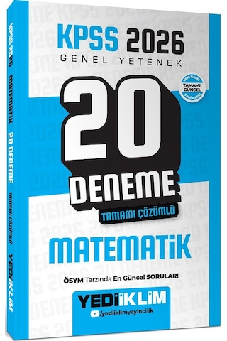 Yediiklim 2026 Kpss Genel Yetenek Türkçe Matematik Tamamı Çözümlü 20 Deneme Seti 2 Kitap