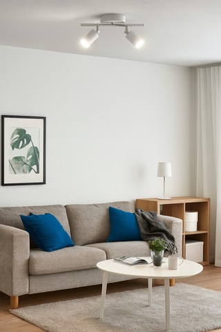 Spoti 2'li Beyaz Renk Beyaz Işık Modern Tasarım Cafe - Mutfak - Banyo Spot Ledli Sıralı Avize Beyaz