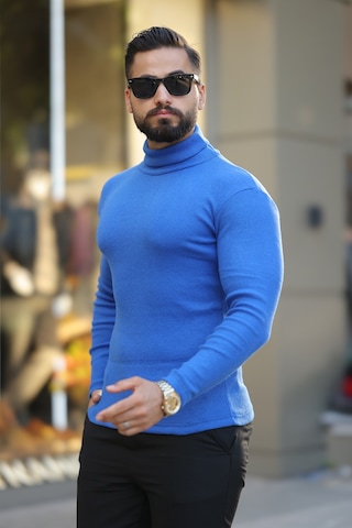 Ribac Boğazlı Balıkçı Triko Erkek Kazak 5'li Paket - Siyah-İndigo-Beyaz-Bej-Bordo Çok Renkli