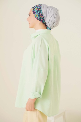 Bigdart 103901 Oversize Basic Tesettür Gömlek - E.yeşil 001