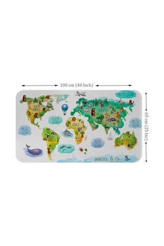 Eğitici Dünya Haritası Dünya Atlası Çocuk Ve Bebek Odası Duvar Sticker -60x105-3807 Çok Renkli
