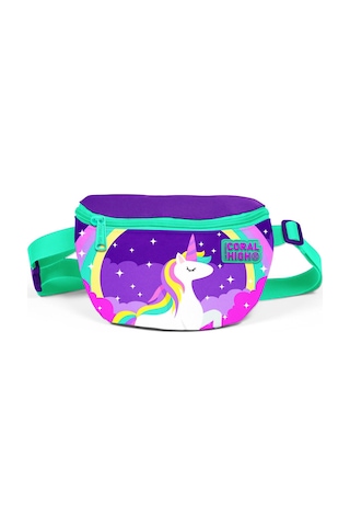 Coral High Kids Mor Su Yeşili Unicorn Desenli Bel Çantası 22491 Mor