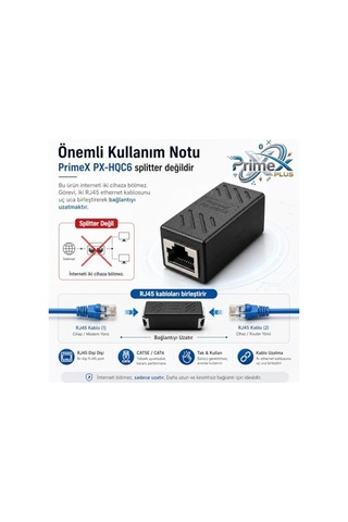 Px-hqc6 Rj45 Dişi Dişi Ethernet Ara Aparatı, Cat5e/cat6 Lan Kablo Birleştirici, Gigabit Network Kablo Uzatma Adaptörü, Modem Router Switch Pc İçin Rj45 Dişi Dişi Coupler