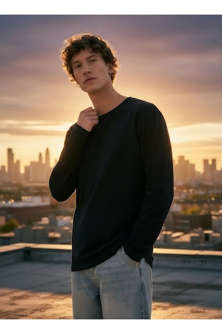 Tvoe Pamuklu Klasik Uzun Kollu Uzun Kollu Üst 249217065 SIYAH