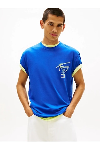 Tommy Hilfiger Tjm Reg Cıty Sıgn Ss Tee Ext Erkek Mavi T-shirt - Dm0dm22553