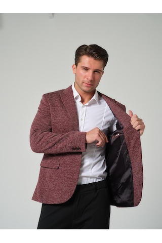 Bonesti Erkek Slim Fit Blazer Ceket Bordo Beyaz Bordo - Beyaz Bonesti Erkek Slim Fit Blazer Ceket Bordo Beyaz Bordo - Beyaz
