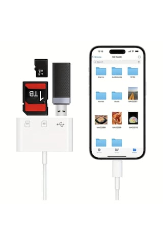 E-kervan 3'ü 1 Arada Apple Uyumlu iPhone Lightning To Tf Sd Kart Ve Usb Çevirici Dönüştürücü Sağlam 1 Adet