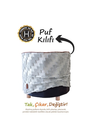 Yıkanabilir Puf Tabure Kılıfı Tak-çıkar-değiştir-yenile Orta Sehpa Kılıfı By Zigzag Gri Diğer