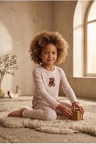 Katia&bony Kız Çocuk Teddy Desenli Pijama Takımı Ekru Ekru