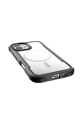 Apple Uyumlu iPhone 16 Kılıf Magsafe Şarj Özellikli Airbagli Raptic Shield Serisi Şeffaf Arka Yüzey Kapak Siyah