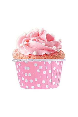 25 Adet Pembe Puantiyeli Cupcake Kek Kapsülü Tüm Yaşlar