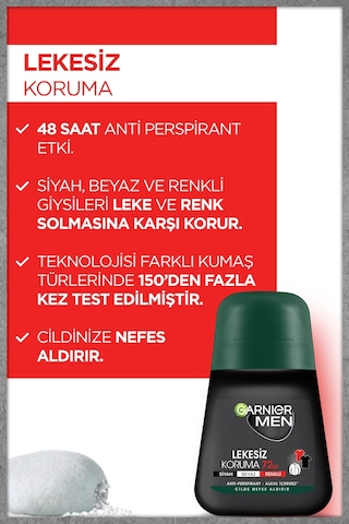 Garnier Men Lekesiz Erkek Koruma Roll-On Deodorant 50 ML x 5