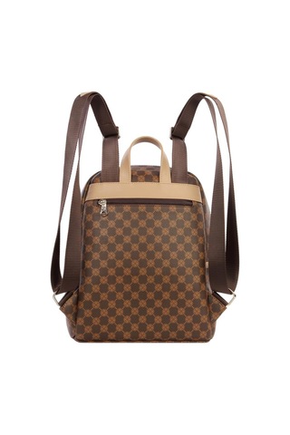 Cengiz Pakel Monogram Kullanışlıkadın Sırt Çantası - 7368p - Kahve/toprak Çok renkli