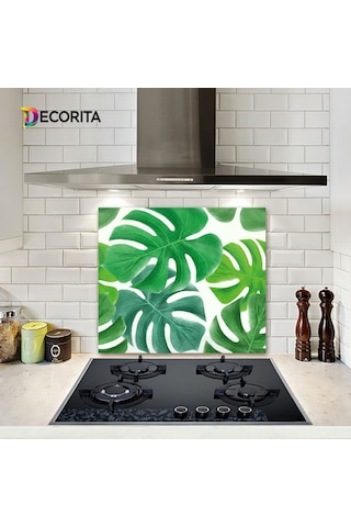 Decorıta Cam Ocak Arkası Koruyucu | Tropik Desen