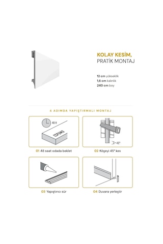 Vilo Espumo 501 Beyaz Süpürgelik 240cm Kolay Montaj - Suya Ve Darbeye Dayanıklı
