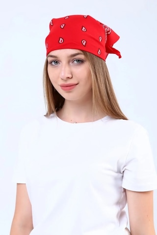 Herşey Nota Etnik Desen Fular Pamuklu Unisex Kırmızı 1718 Çok Renkli