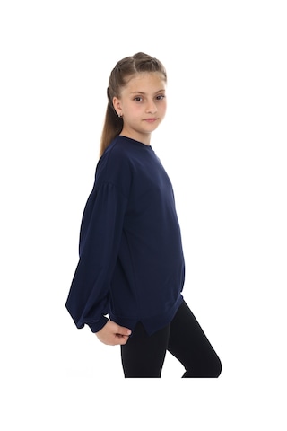 Toontoy Kız Çocuk Kolları Balon Okul Sweatshirt Lacivert