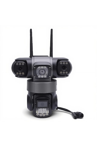 6mp 4g Sım Üçlü Lens Ptz Güvenlik: 360 Panoramik, 7/24 Kayıt, Hareket Alarmı, Gece Görüş, Su Geçirmez Dış Kamera