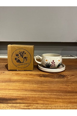 Papatya Kırmızı Seramik Kupa, Mug, Double Türk Kahvesi Filtre Kah