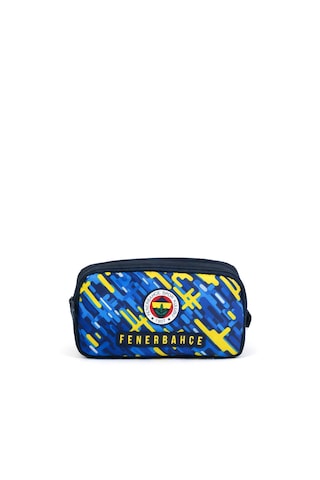 Fenerbahçe Lisanslı Garni Desenli Kalemlik - Lacivert 2 Bölmeli Kalem Çantası Sarı - Lacivert