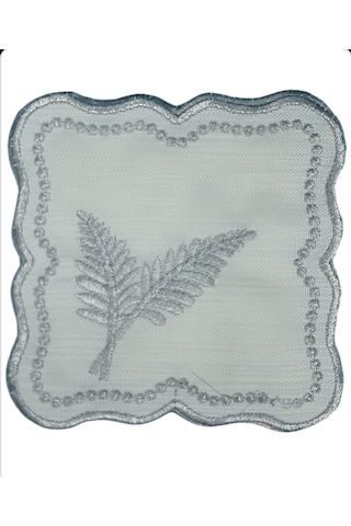 Upeka 6'lı Tela Peçete Bardak Fincan Altlığı Gümüş İşlemeli Kokte