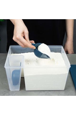 Kapaklı Ölçülü Un Ve Şeker Kabı Şeffaf, Kırılmaz Ve Çizilmez Gri