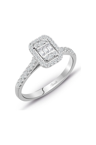 Modern Tasarım 0.32 Ct Baget Kare Tektaş Yüzük