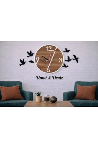 Duvar Saati 40 Cm Kuşlar 8 Adettir No 1018 Çok Renkli