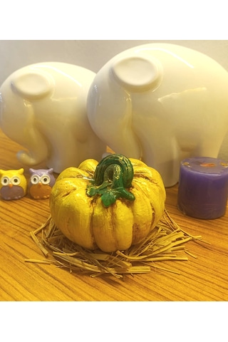 Büyük Boy El Boyaması Sarı Kabak Biblo-dekoratif Ev Ürünü-rustik Hasat Kabak Figürü 10 Cm Sarı