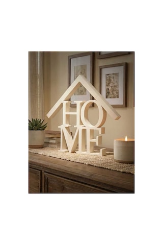 Modern Tasarım "home" Yazılı Dekoratif Masa Üstü Obje - Beyaz - 15 Cm