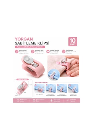 3b Trend 10 Adet Yorgan Sabitleme Klipsi Nevresim Yorgan Kaydırmaz Battaniye Çarşaf Sabitleyici Pembe