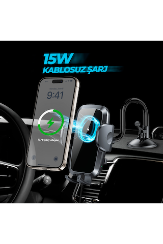 Woyax By Deji Kablosuz Şarj Vantuzlu Araç İçi Telefon Tutucu 15w