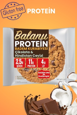 Balanu Protein Çikolata & Hindistan Cevizi Badem Kurabiyesi 60gr X3 Adet