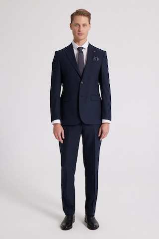 D's Damat Slim Fit Lacivert Düz Likralı Esnek Mono Yaka Çift Yırtmaçlı Astarlı Takim Elbise Lacivert