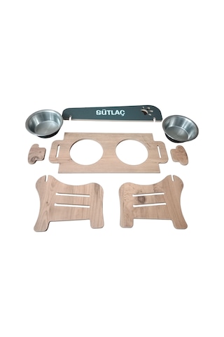 Realwood Özel İsim Baskılı Ahşap Kademeli Eğimli Kedi Köpek Kasesi