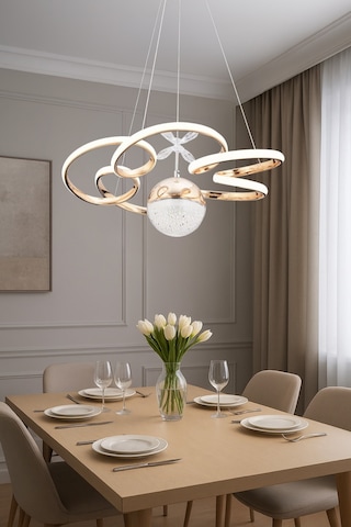 Zümra Modern Gold Ledli Avize Yatak Odası- Salon Sarı Gold