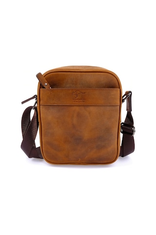 Erkek Hakiki Açık Taba Deri Postacı Çanta Kangaroo K 8875-Zat