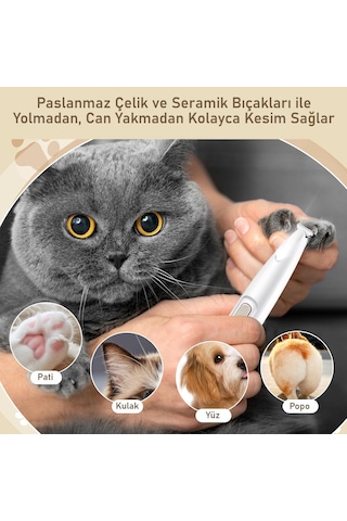Valkyrie Kedi Köpek Pati Tüy Kesme Makinesi Şarjlı Sessiz Led Işıklı Hassas Bölge Traş Cihazı Seramik Bıçaklı