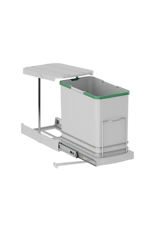 Starax Teleskopik Raylı Plastik Gövde Çöp Kovası Gri 24 Litre Modül 40cm S-2571-g