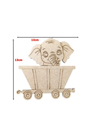 Boyanabilir Ahşap Vagonlu Fil Figürü 13x13 Cm 10 Adet