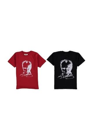 A.L.M Kids Kız Çocuk T-Shirt Atatürk Baskılı Imzalı Tişörtler (5-12 Yaş)